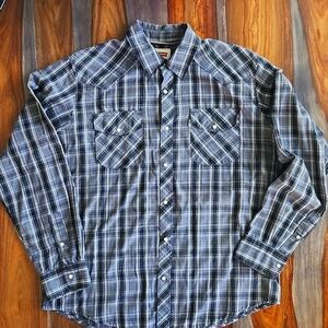Levi's Pearl Button Down Men's Long Sleeve Shirt, Large, Black Gray and White